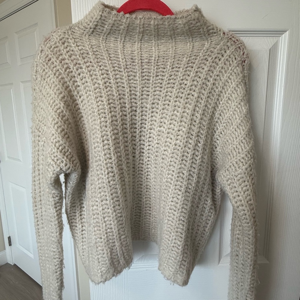 aerie Cream Chunky Knit Turtleneck Sweater